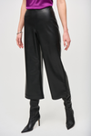 Joseph Ribkoff Leatherette Pull-On Culotte Pants - Style 243042, front