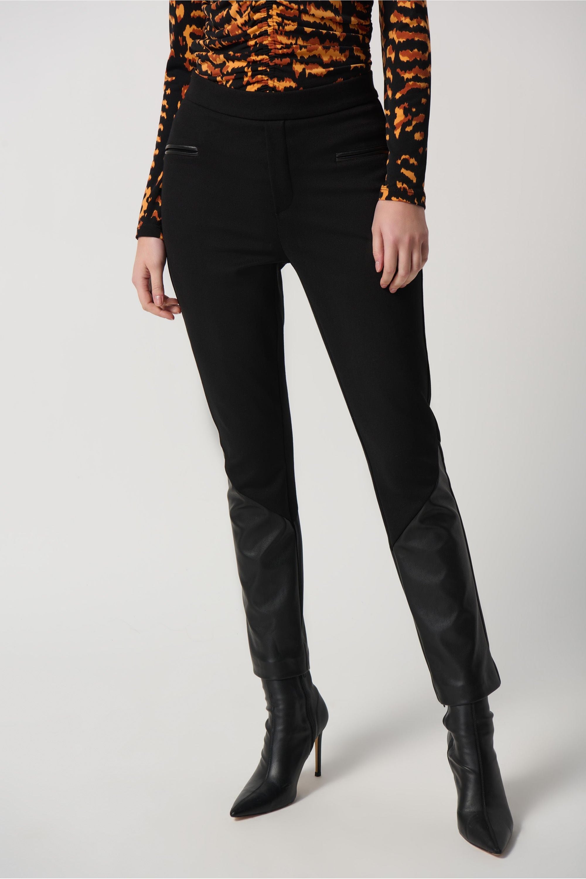 Joseph Ribkoff Heavy Knit and Faux Leather Pants - Style 234036 – Close To  You Boutique