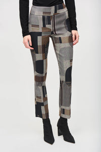 Joseph Ribkoff Jacquard Abstract Print Straight Pull-On Pants - Style 243299, front