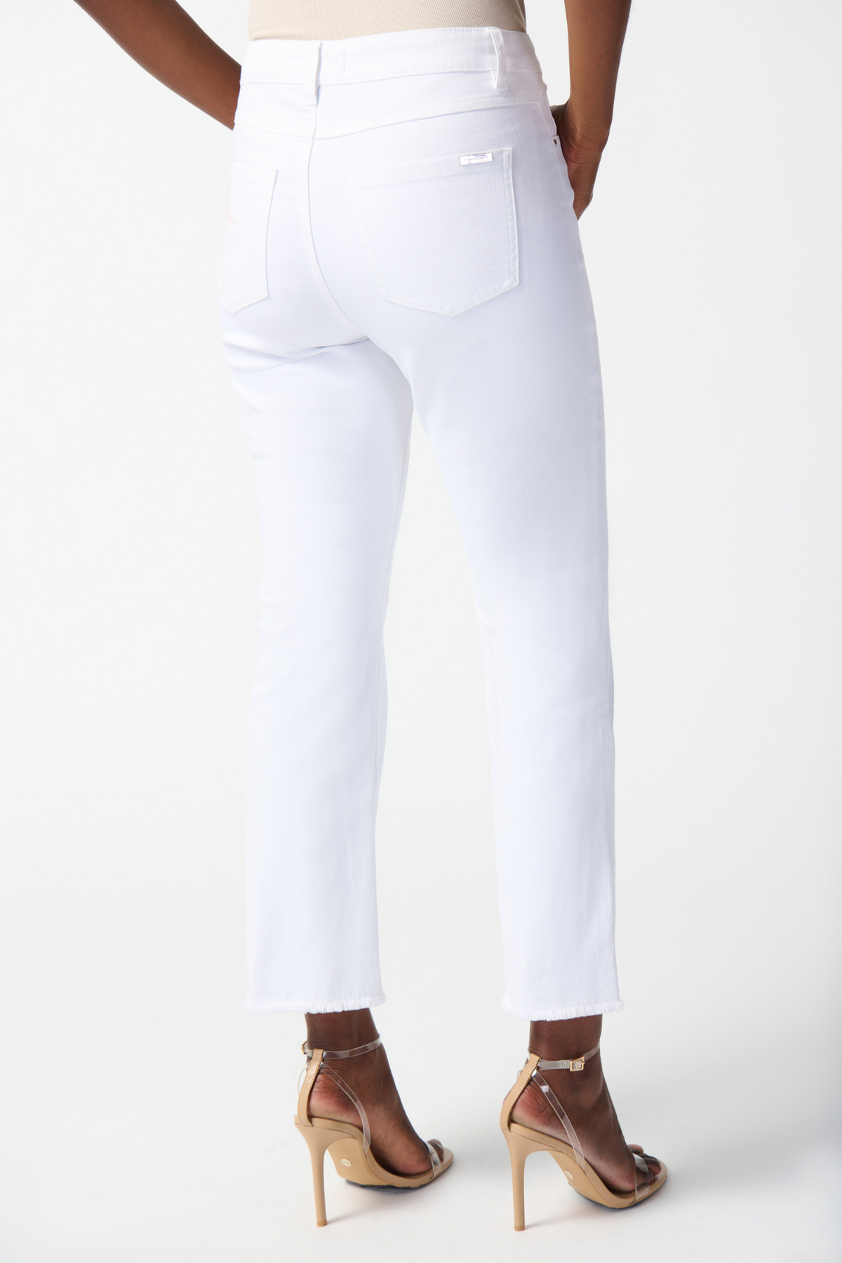 Joseph Ribkoff Denim Frayed Hem Straight Jeans - Style 242925, back