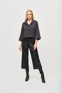 Joseph Ribkoff Leatherette Pull-On Culotte Pants - Style 243042, front2