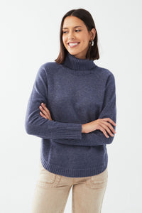 FDJ Turtleneck Shirttail Hem Sweater - Style 1515333, front, indigo