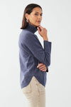FDJ Turtleneck Shirttail Hem Sweater - Style 1515333, side, indigo
