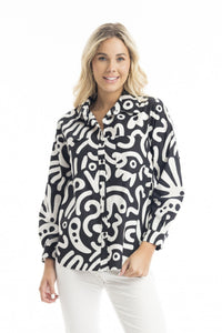 Front view of Orientique Poplin Blouse - Style 42123