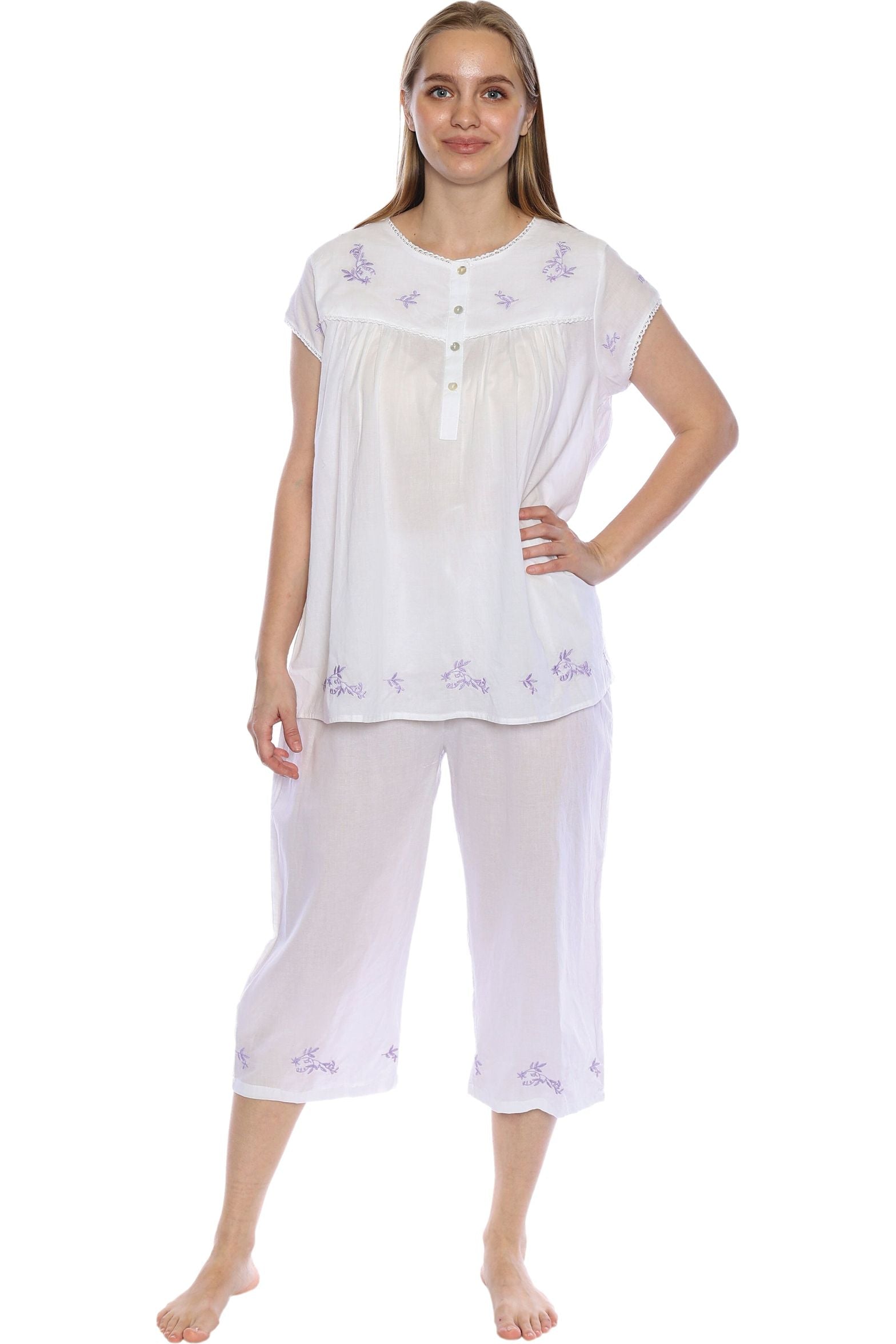 White cotton pajama set sale