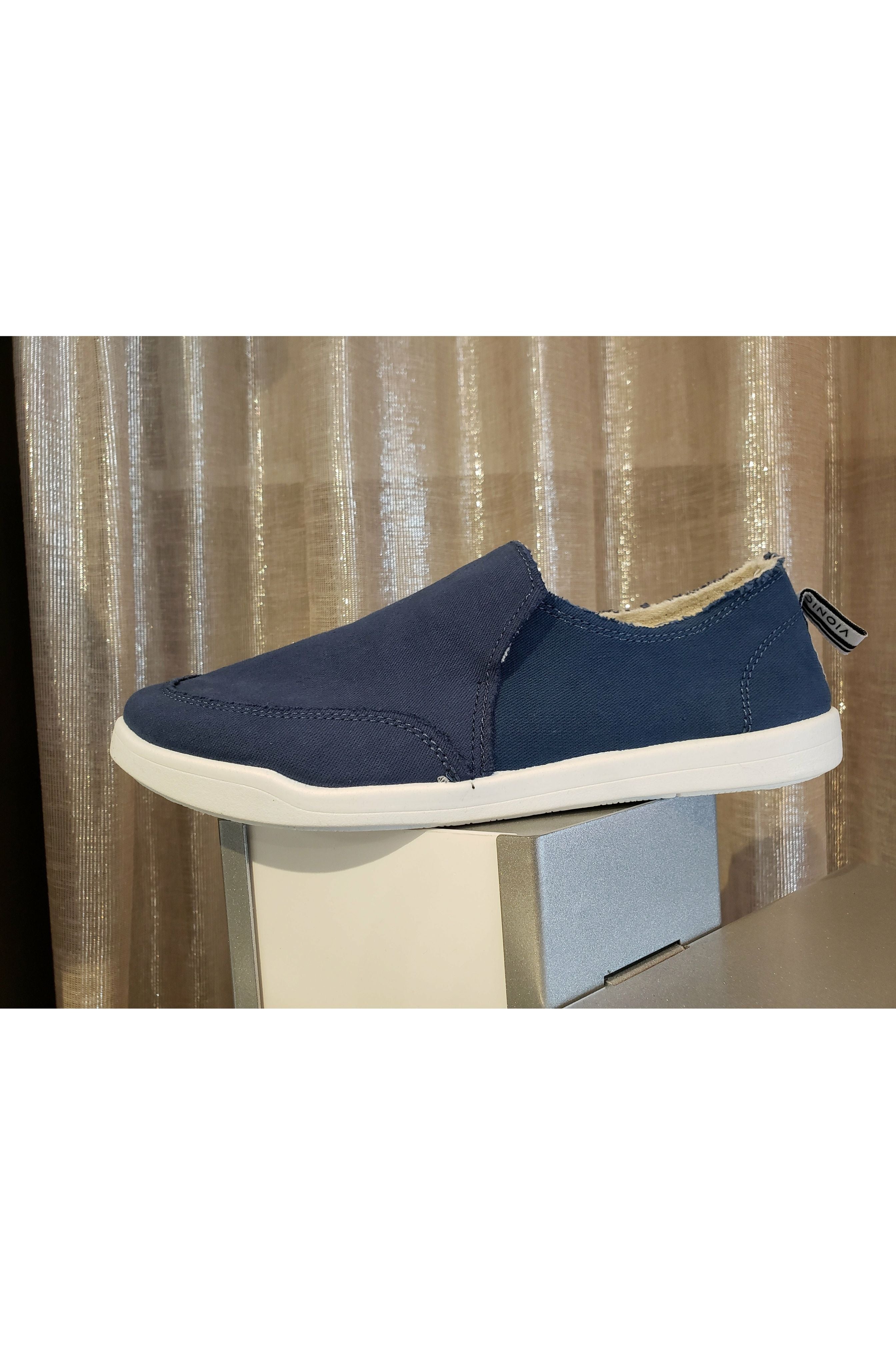 Navy canvas shop slip on shoes