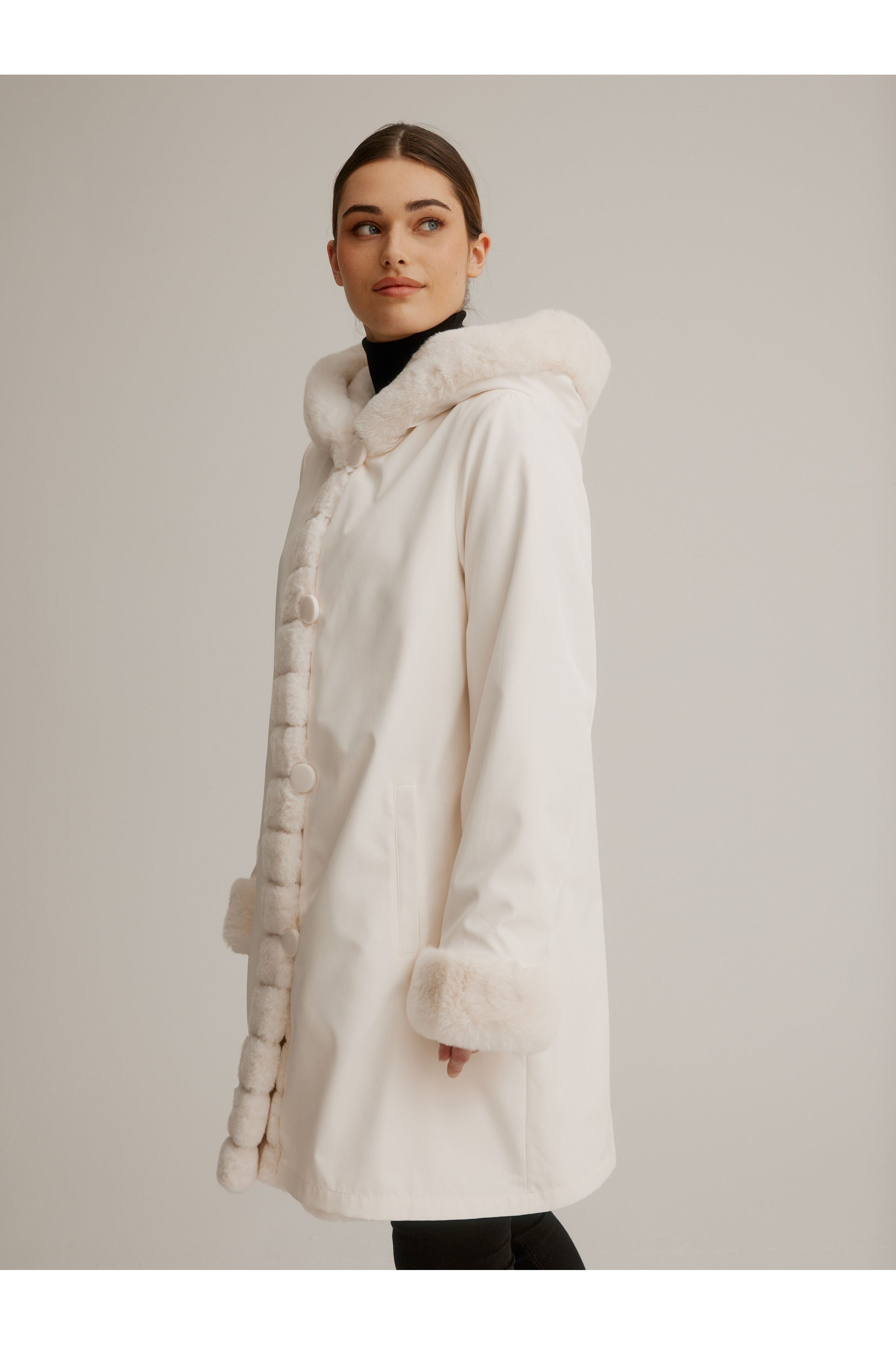 Nikki Jones Reversible Faux Fur Coat - Style K4129RK-164 – Close 