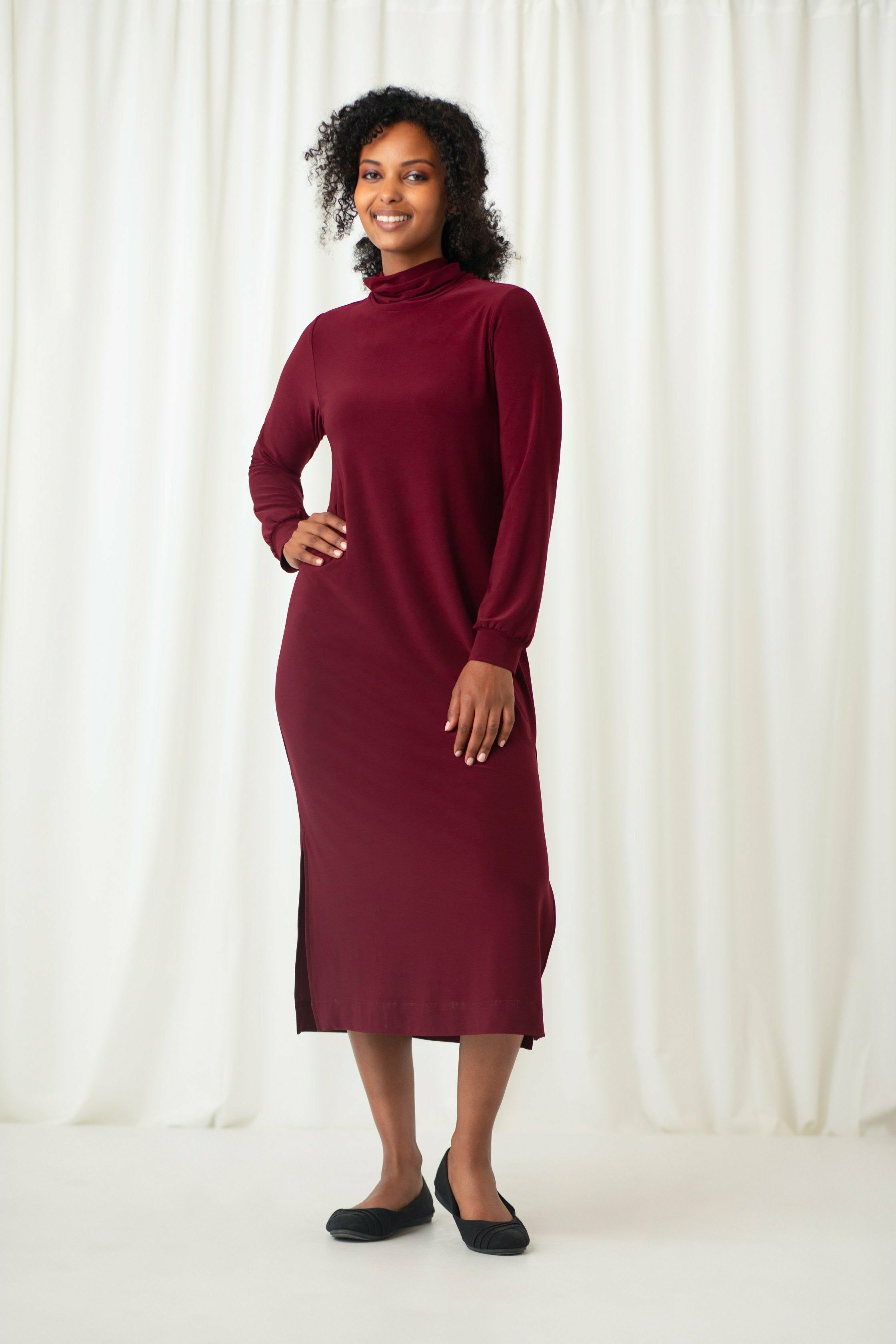 Mock neck sale dress long sleeve